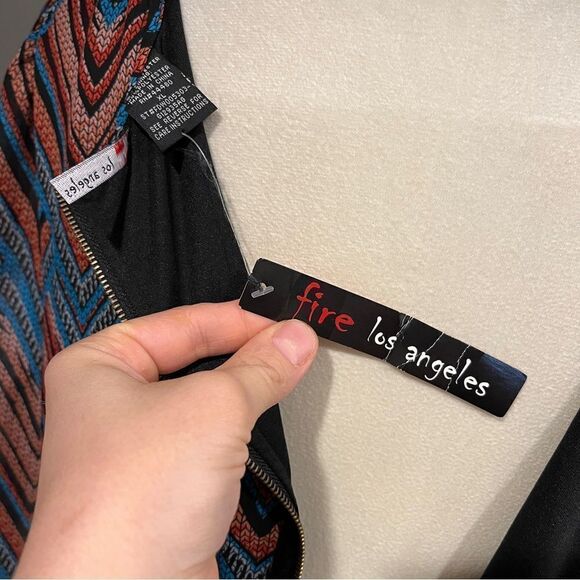 Fire Los Angeles geometric print long sleeve dress size XL - Picture 9 of 13